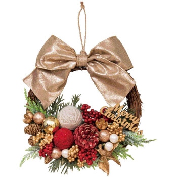 冬装飾 クリスマス用品 リボンクリスマスリース 直径23cm ストア・エキスプレス