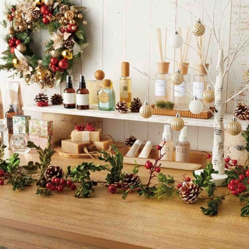 冬装飾 クリスマス用品 ナチュラルガーランド グリーン&レッドベリー ストア・エキスプレス