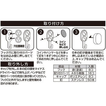 ピンフック 石こうボード用フック ハイロジック