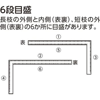 厚手幅広シルバー曲尺(マグネット付) EA720YVシリーズ - エスコ