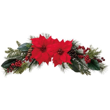冬装飾 クリスマス飾り ポインセチア造花スワッグ ストア・エキスプレス