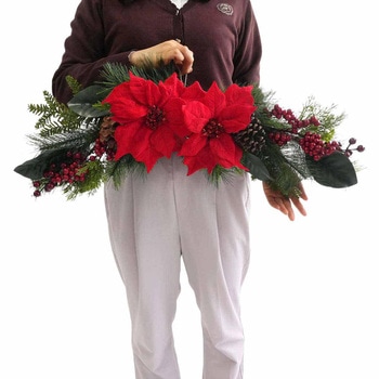 冬装飾 クリスマス飾り ポインセチア造花スワッグ ストア・エキスプレス