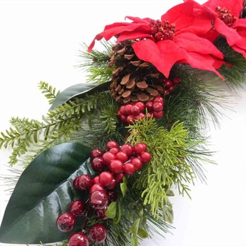冬装飾 クリスマス飾り ポインセチア造花スワッグ ストア・エキスプレス