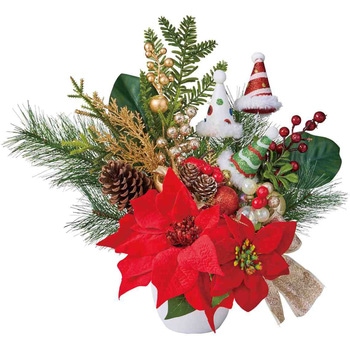 冬装飾 クリスマス飾り ポインセチア造花アレンジ ストア・エキスプレス