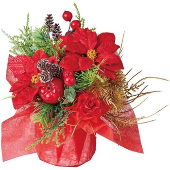 冬装飾 クリスマス飾り ポインセチア造花ベリーラップ ストア・エキスプレス