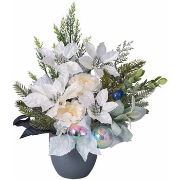 冬装飾 クリスマス飾り ウィンターポインセチア造花アレンジ ストア・エキスプレス