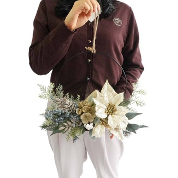 冬装飾 クリスマス飾り ウィンターポインセチア造花リース ストア・エキスプレス