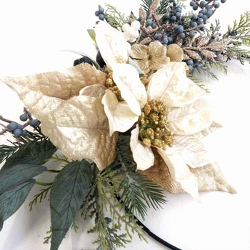 冬装飾 クリスマス飾り ウィンターポインセチア造花リース ストア・エキスプレス
