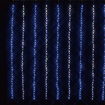 冬装飾 クリスマス イルミネーション デラックスカーテンライト ホワイト/ブルー LED 400球 ストア・エキスプレス