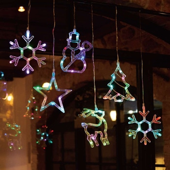 冬装飾 クリスマス イルミネーション レインボーモチーフカーテンライト LED 6連 ストア・エキスプレス