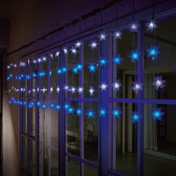 冬装飾 クリスマス イルミネーション ミニスノーフレイクカーテンライト LED 20連 ストア・エキスプレス