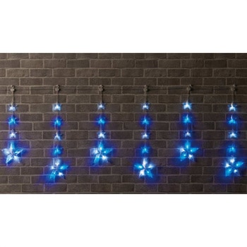 冬装飾 クリスマス イルミネーション 6連スターカーテンライト LED 61球 ストア・エキスプレス