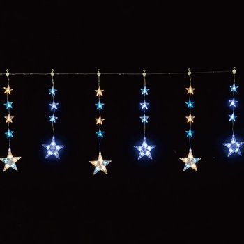 冬装飾 クリスマス イルミネーション 6連スターカーテンライト LED 61球 ストア・エキスプレス