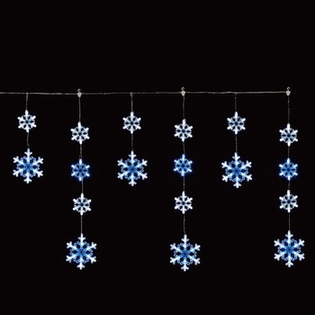 冬装飾 クリスマス イルミネーション 6連スノーフレークカーテンライト LED 144球 ストア・エキスプレス