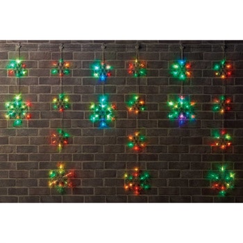 冬装飾 クリスマス イルミネーション 6連スノーフレークカーテンライト LED 144球 ストア・エキスプレス