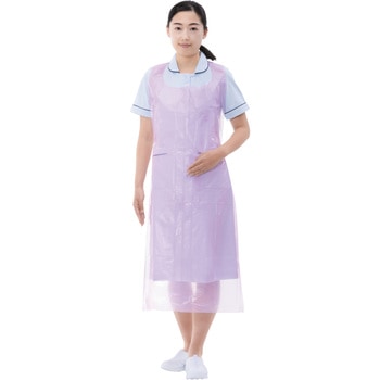 ポリエチ袖なしエプロン ピンク リーブル