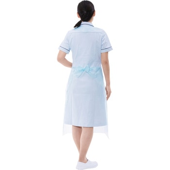 ポリエチ袖なしエプロン ブルー リーブル