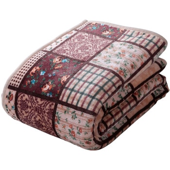 パッチワーク調あったか中わた入り毛布 ファミリー・ライフ