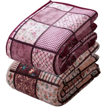 パッチワーク調あったか中わた入り毛布 ファミリー・ライフ