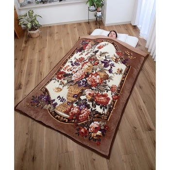 掛布団カバーになる衿付マイヤー2枚合わせ毛布 ファミリー・ライフ