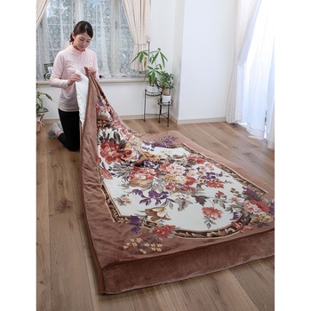 掛布団カバーになる衿付マイヤー2枚合わせ毛布 ファミリー・ライフ