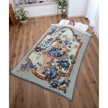 掛布団カバーになる衿付マイヤー2枚合わせ毛布 ファミリー・ライフ