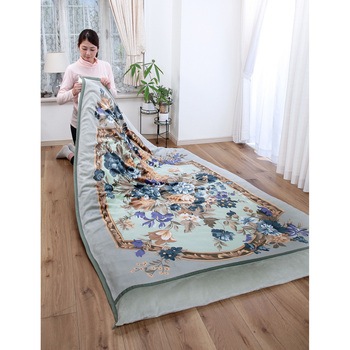 掛布団カバーになる衿付マイヤー2枚合わせ毛布 ファミリー・ライフ