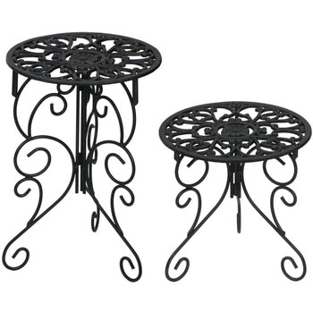 アイアン製プランタースタンド 脚付き ハイロー2個セット 「DECOR」(デコール) 住まいスタイル