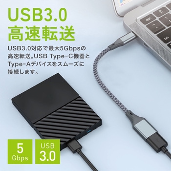 USB-C to A 変換ケーブル USB3.0 5Gbps OTG 全長19cm AFF WARE
