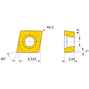 ステンレス鋼旋削加工用コーテッド超硬チップ MC/MP7100シリーズ 80°菱形ポジ MC7125 三菱マテリアル