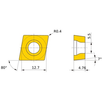 ステンレス鋼旋削加工用コーテッド超硬チップ MC/MP7100シリーズ 80°菱形ポジ MC7125 三菱マテリアル