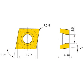 ステンレス鋼旋削加工用コーテッド超硬チップ MC/MP7100シリーズ 80°菱形ポジ MC7125 三菱マテリアル