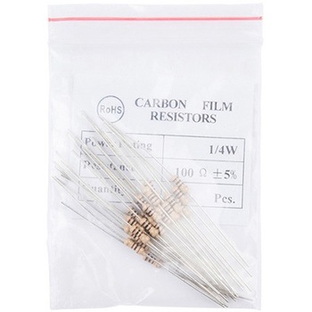 Resistor 100 Ohm 1/4 Watt PTH - 20 pack Thick Leads SPARKFUN