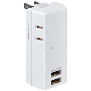 タップ(USBポートx2個、コンセント2個)AC100V/14A EA940CDシリーズ エスコ