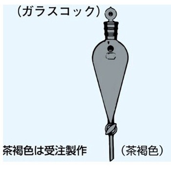 分液ロート スキーブ型(ガラスコック)茶 166シリーズ 日本理化学器械(NRK)