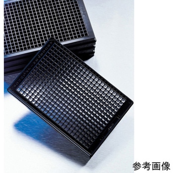 超低接着表面 384ウェル ローフランジ クリアボトムプレート 黒 平底 フタ付 20個×5パック入 コーニング