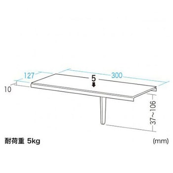 300x127x 37mm ディスプレイ用小物棚 エスコ