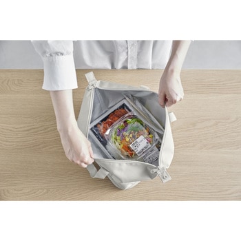 スーパー・コンビニ弁当がそのまま入る洗えるお弁当バッグ タワー ライトグレー 山崎実業
