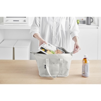 スーパー・コンビニ弁当がそのまま入る洗えるお弁当バッグ タワー ライトグレー 山崎実業