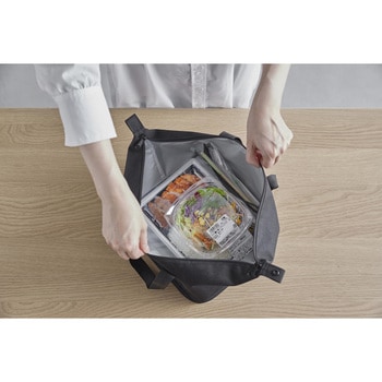 スーパー・コンビニ弁当がそのまま入る洗えるお弁当バッグ タワー ライトグレー 山崎実業