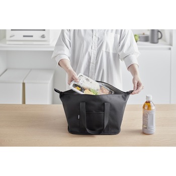 スーパー・コンビニ弁当がそのまま入る洗えるお弁当バッグ タワー ライトグレー 山崎実業