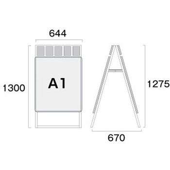 ポスターグリップスタンド看板パンフレットケース付(屋内用) 両面シルバー ウエイトアーム・水タンクセット - 常磐精工