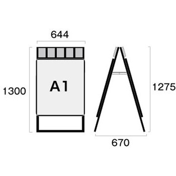 ポスターグリップスタンド看板パンフレットケース付(屋内用) 常磐精工