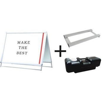 ポスターグリップスタンド看板 屋外用 A0横ロウ両面シルバー ウエイトアーム・水タンクセット - 常磐精工