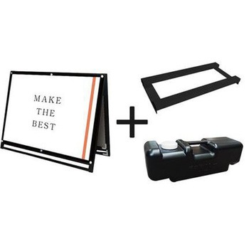 ブラックポスター用スタンド看板マグネジ A0横ロウ両面ブラック ウエイトアーム・水タンクセット 常磐精工