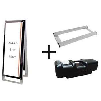 ポスター用スタンド看板マグネジ A3縦縦両面ブラック ウエイトアーム・水タンクセット 常磐精工