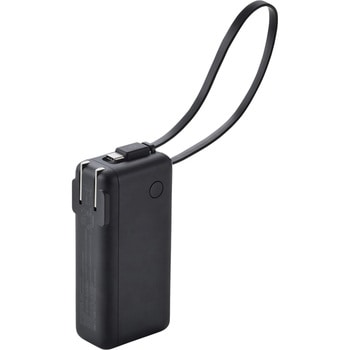 モバイルバッテリー コンセント一体型 10000mAh PD 35W PPS対応 USB-Cケーブル内蔵 2台同時 LED残量1%表示 エレコム