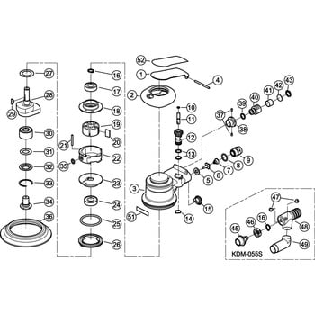 部品 デュアルアクションサンダー KDM-055・KDM-055S 空研 空圧工具