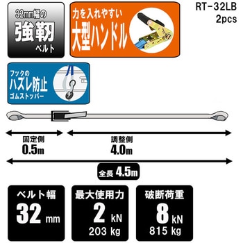 RT-32LB 2pcs ラチェット式ベルト荷締機 SK11 シボリ縫製 荷重