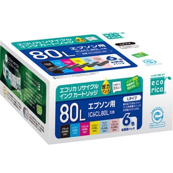 ECI-E80L-6P リサイクルインク EPSON対応 IC80L 1パック(6個) エコリカ ...